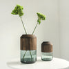 Green and Wood Glass Vase