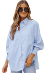 Light Blue Striped Button-up Shirt | Available in 3 Colors