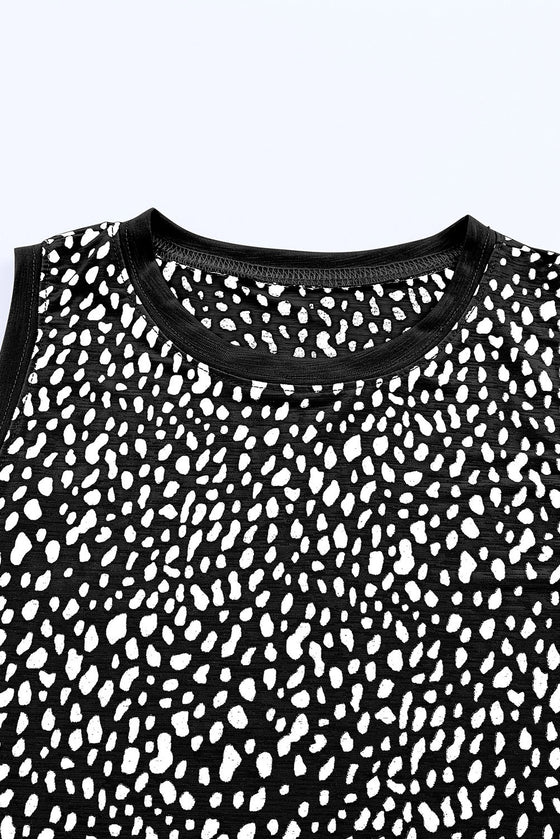 Black Dotted Print Casual Tank Top for Women | Available in 5 Colors