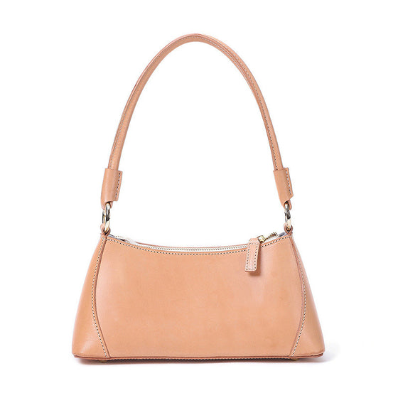 Leather Baguette Bag in Natural or Burnt Orange