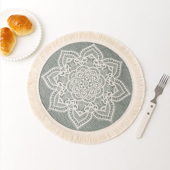 Round Nordic Style Fringed Cotton Placemat