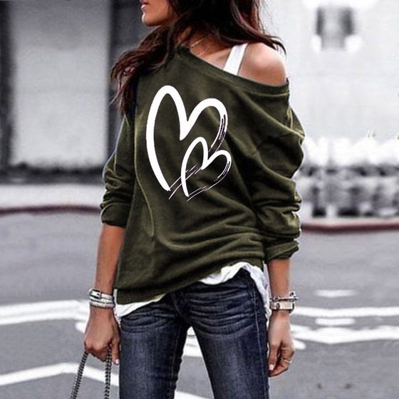 Double Heart Graphic Sweatshirt