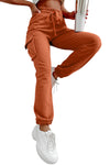 Orange Drawstring Cargo Pockets Jogger Pants