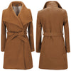 Wide Lapel Long Woolen Coat for Women