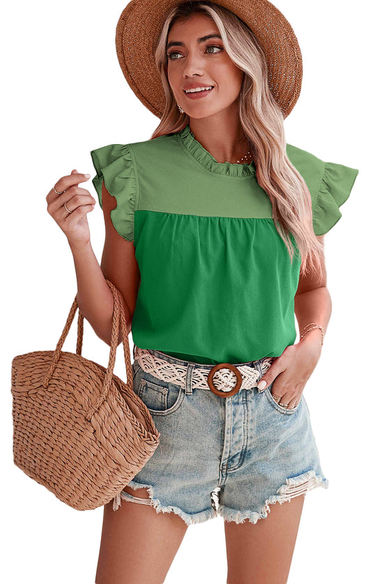 Bright Green Two Tone Blouse