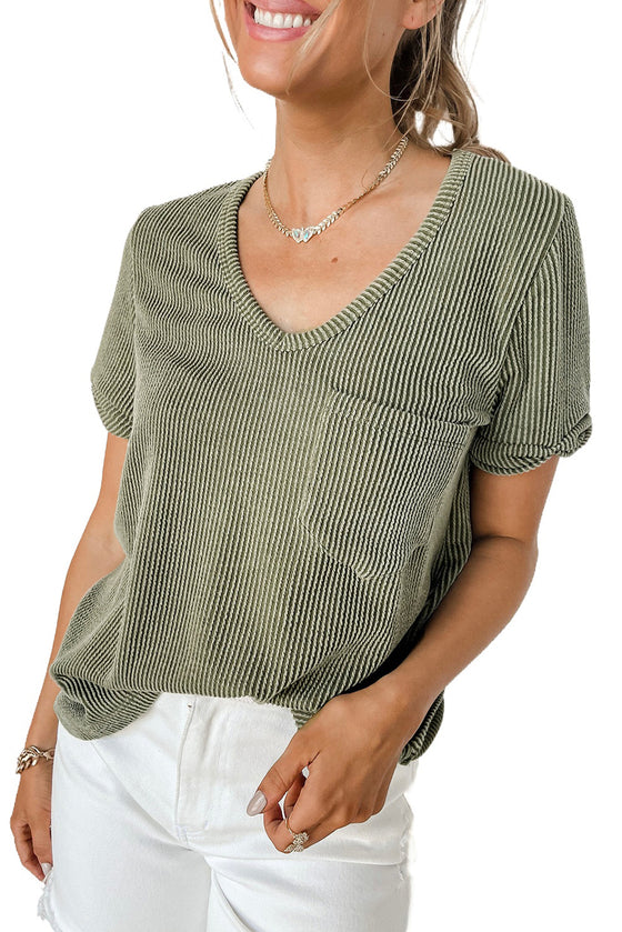 Olive Green Corded T-Shirt