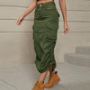 Women's Long Cargo Skirt in Green, Black, or Khaki