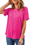 Pink Solid Color Basic Crew Neck Plain Tee | Available in 7 Colors