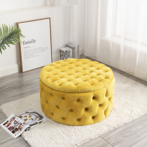 Tufted Velvet Storage Ottoman