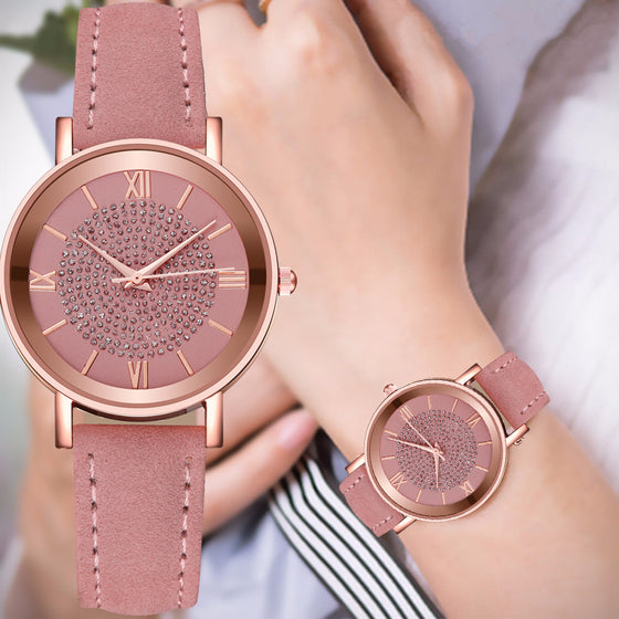 Rose Gold Watch with White Leather Band | Available in 3 Colors