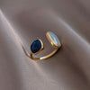 Elegant Women's Geometric Enamel Gem in Gold Band Ring