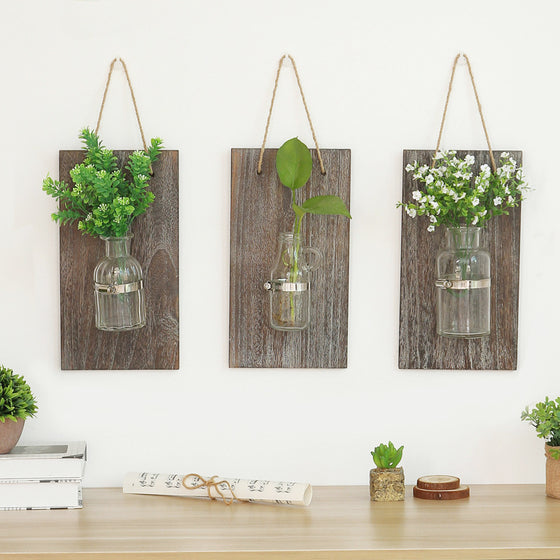 Rustic Wooden Hydroponic Plank Wall Hanging Collection