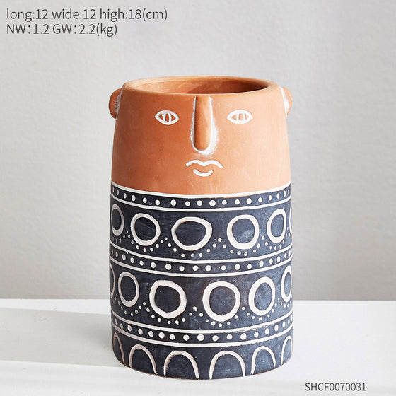 Cartoon Head Cement Flowerpot