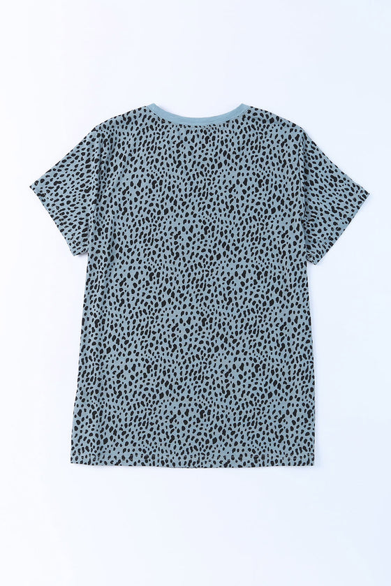 Grey Cheetah Print Casual Crew Neck T Shirt | Available in 4 Colors