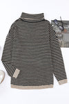 Gray Striped Turtleneck Oversized Sweater | Available in 4 Colors