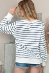 Striped Print Casual Long Sleeve Pullover Top | Available in 2 Colors