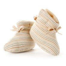  Striped Baby Shoe Booties in Natural Tones