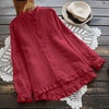 Vitage Style Ruffled Cotton and Linen Shirt