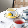 Retro Lemon Ceramic Coffee Cup and Saucer