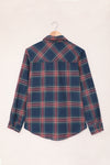 Multicolor Plaid Casual Pockets Asymmetric Long Sleeve Shacket