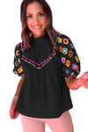 Wholesale Embroidered Sleeve Top | Available in Black