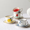 Retro Lemon Ceramic Coffee Cup and Saucer