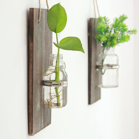 Rustic Wooden Hydroponic Plank Wall Hanging Collection