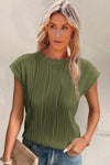 Jungle Green Wavy Textured Cap Sleeve Top | Available in 4 Colors