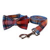 Luxury Orange and Blue Plaid Dog Collar and Leash