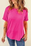 Pink Solid Color Basic Crew Neck Plain Tee | Available in 7 Colors