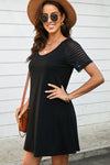 Black Casual Raglan Sleeve Basic Dress for Women