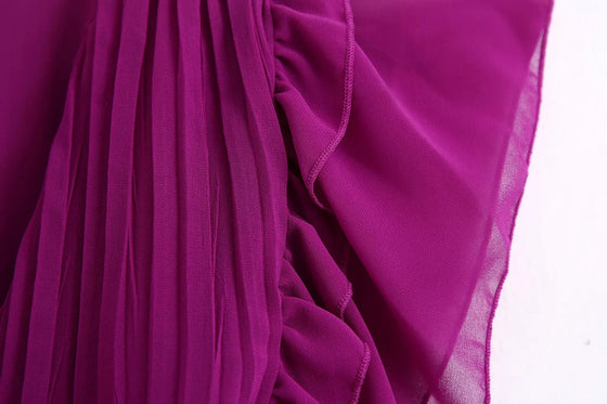 Vintage Fuchsia Colored Pleated Chiffon Dress