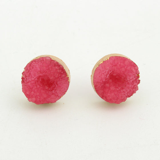 Geode and Gold Stud Earrings