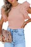 Pink Ruffle Ribbed Knit Top | Available in 3 Colors