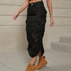 Women's Long Cargo Skirt in Green, Black, or Khaki