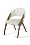 31" Walnut Wood And Cream Leatherette Dining Chair