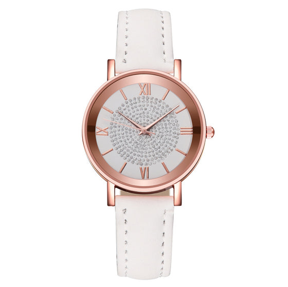 Rose Gold Watch with White Leather Band | Available in 3 Colors