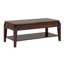  47" Dark Brown Lift Top Coffee Table With Shelf