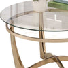 35" Clear and Champagne Glass and Iron Round Coffee Table