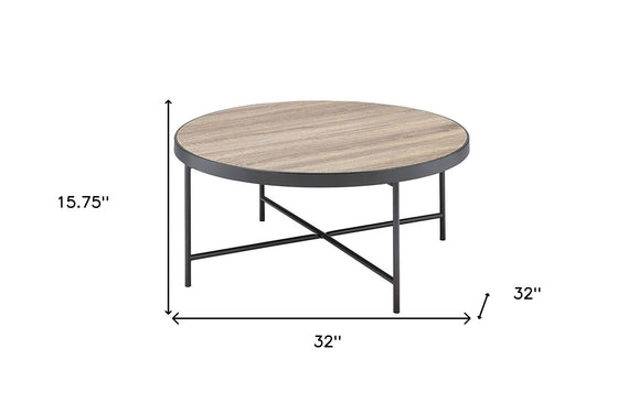 32" Round Distressed Coffee Table