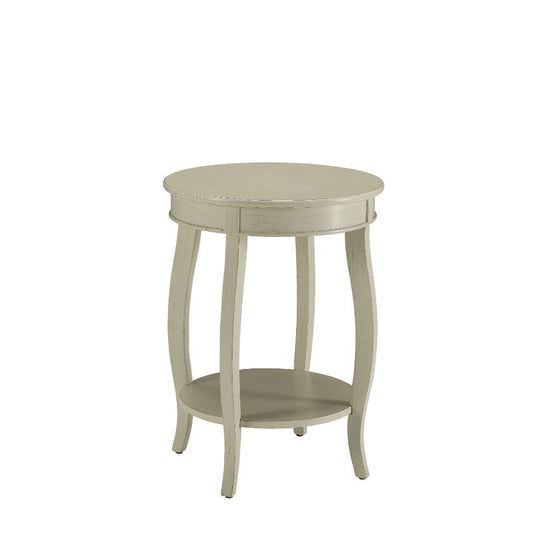 White Solid Wood Round End Table with Shelf -24" | Available in 3 Colors