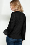 Black Contrast Ribbed Bishop Sleeve Top | Available in 3 Colors