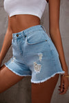 Dark Blue Casual Frayed Hem Denim Shorts | Available in 2 Colors