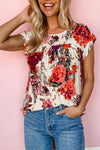 Red Floral Print Blouse for Women