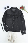 Black Casual Distressed Raw Hem Buttons Denim Jacket | Available in 3 Colors