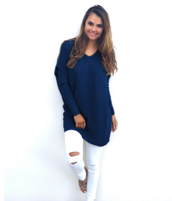 Pink V-Neck Casual Sweater | Available in 4 Colors