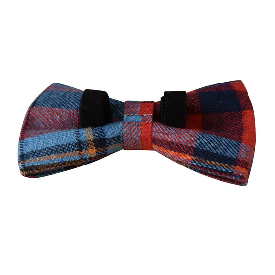 Luxury Orange and Blue Plaid Dog Collar and Leash