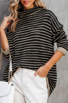 Gray Striped Turtleneck Oversized Sweater | Available in 4 Colors