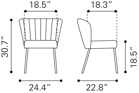 Set of Two Aimee Dining Chair Cream