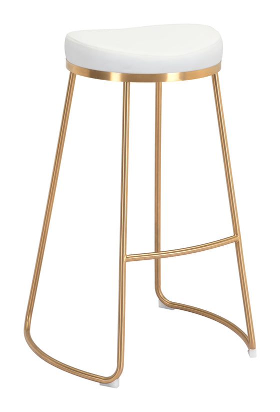 Set of 2 Bree Counter Stools in White and Gold